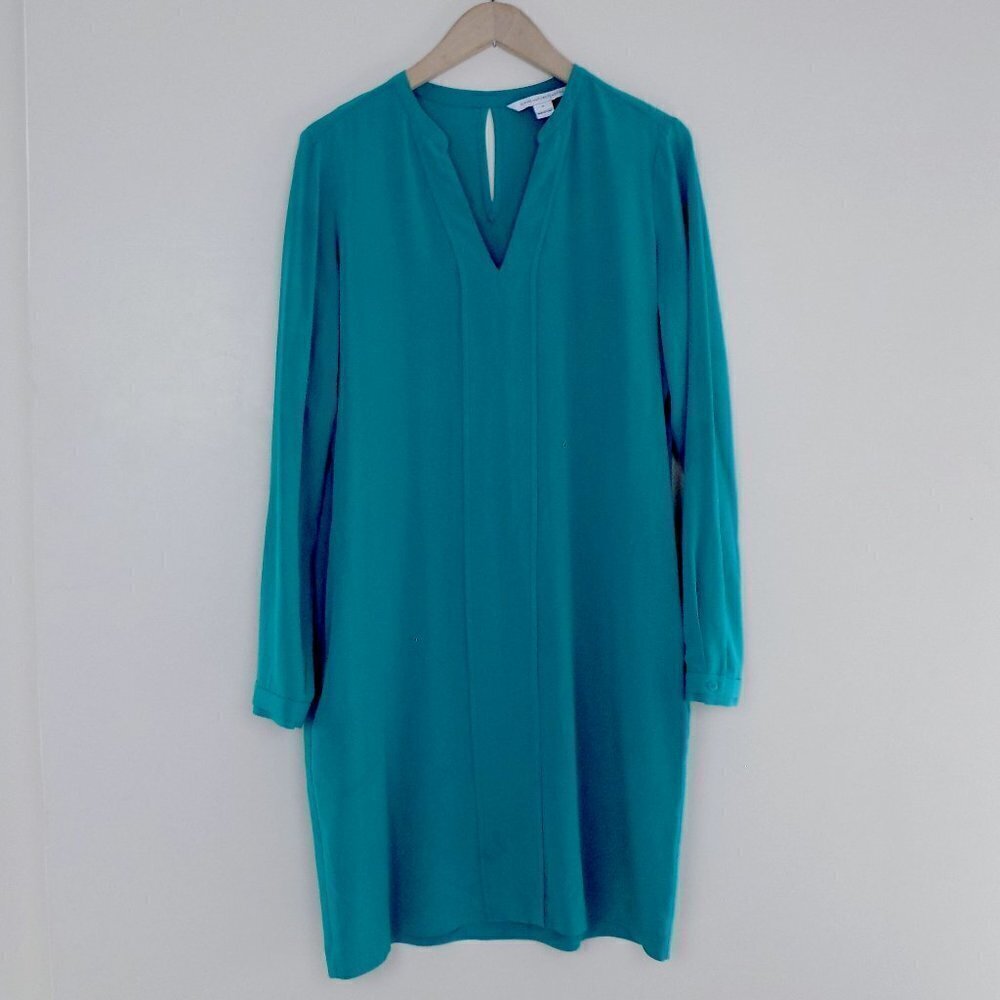 100% silk DVF long sleeve pullover tunic dress